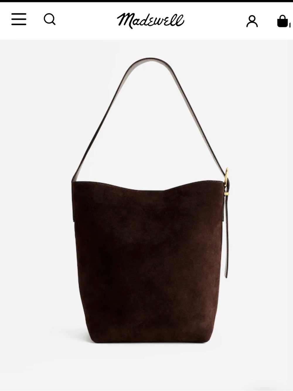 NWT Madewell Brown Suede Essential Bucket Shoulder Tote NM988